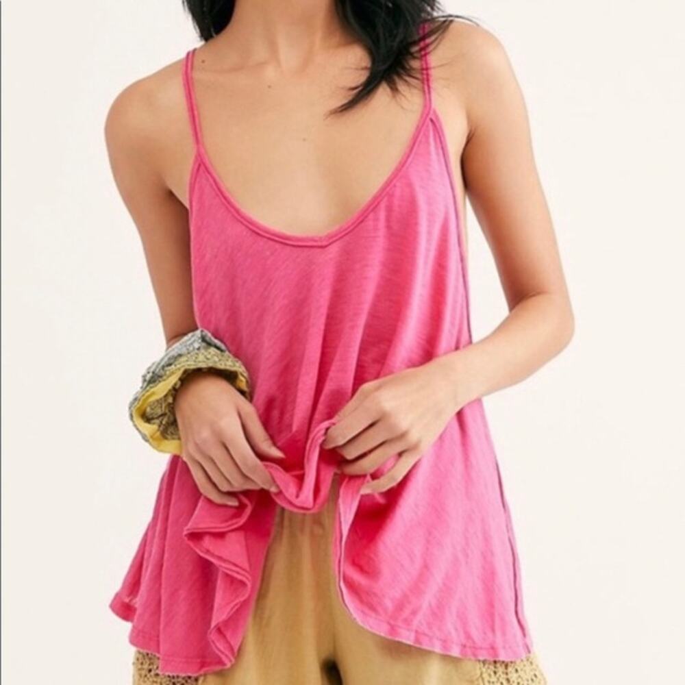Free People Sandy Tank Top Oversized Racerback Pink Size Small NEW
